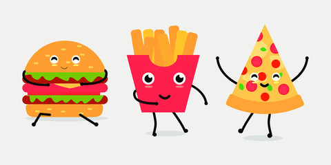 Cute Fast Food Caharacter Vector Illustration