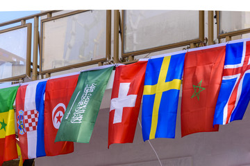 Flags of many coutries flying as the 2018 World Cup begins.