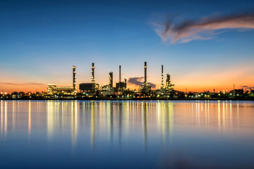 Oil refinery and Petrochemical plant at beautiful sunrise,Bangkok,Thailand.