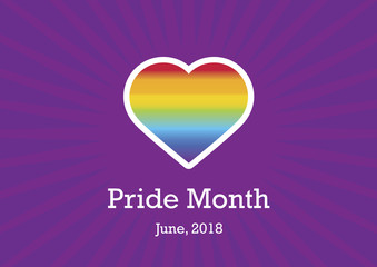 Pride Month vector. Celebrate LGBTQ Pride Month. Rainbow heart LGBT. Celebration of pride. Important day