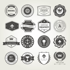 Emblems, badges and stamps set - awards and seals designs - obrazy, fototapety, plakaty