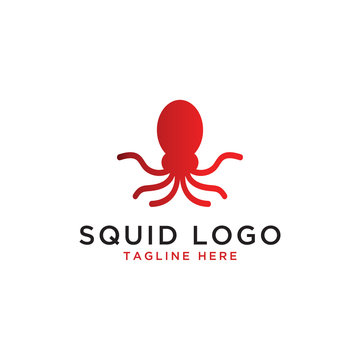 Illustration of squid octopus logo design template vector