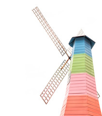 Colorful wind turbine wood