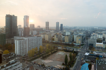 Fototapeta na wymiar Sunrise in Warsaw Poland