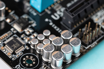 Fototapeta premium used pc motherboard macro view