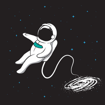 Galaxy pulls the spaceman inwards. Space vector illustration
