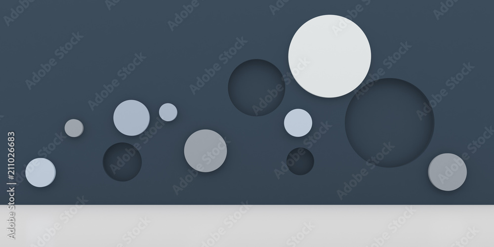 Leinwandbilder abstract round shape on minimal background. closeup of geometric form. 3d rendering.