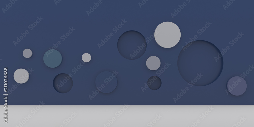 Leinwandbilder Abstract round shape on minimal background. Closeup of geometric form. 3D rendering.