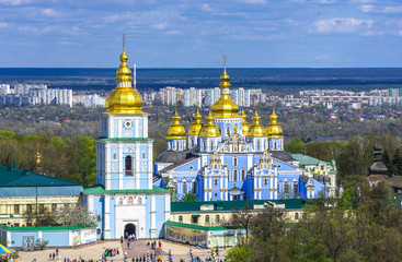 Fototapeta na wymiar Kiev, Ukraine. Cupolas of St. Michael's Golden-Domed Monastery