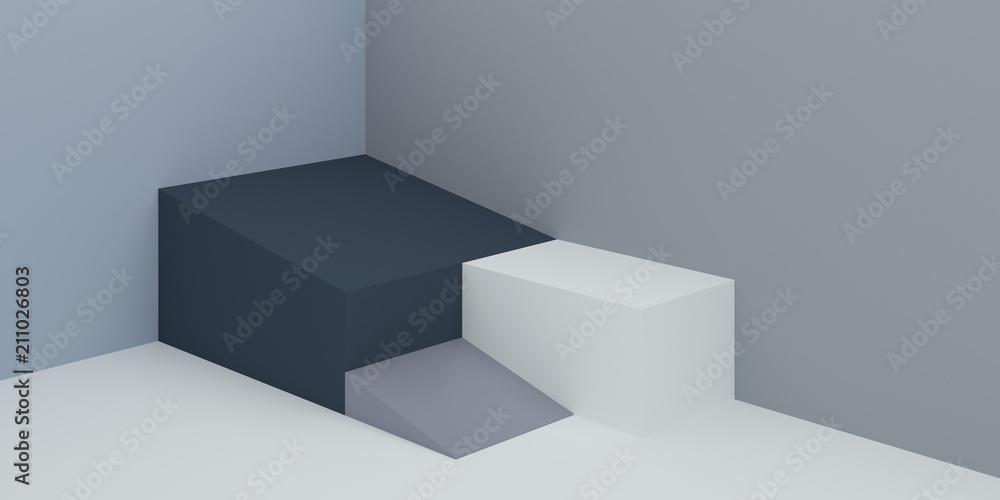Poster Abstract surface and colored square texture on minimal background. Closeup of geometric shape. 3D rendering