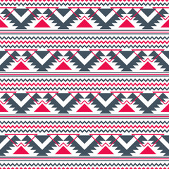 Seamless folk pattern of straight and zigzag lines, triangles, polygons