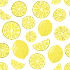 Seamless vector pattern with cute sliced lemons.