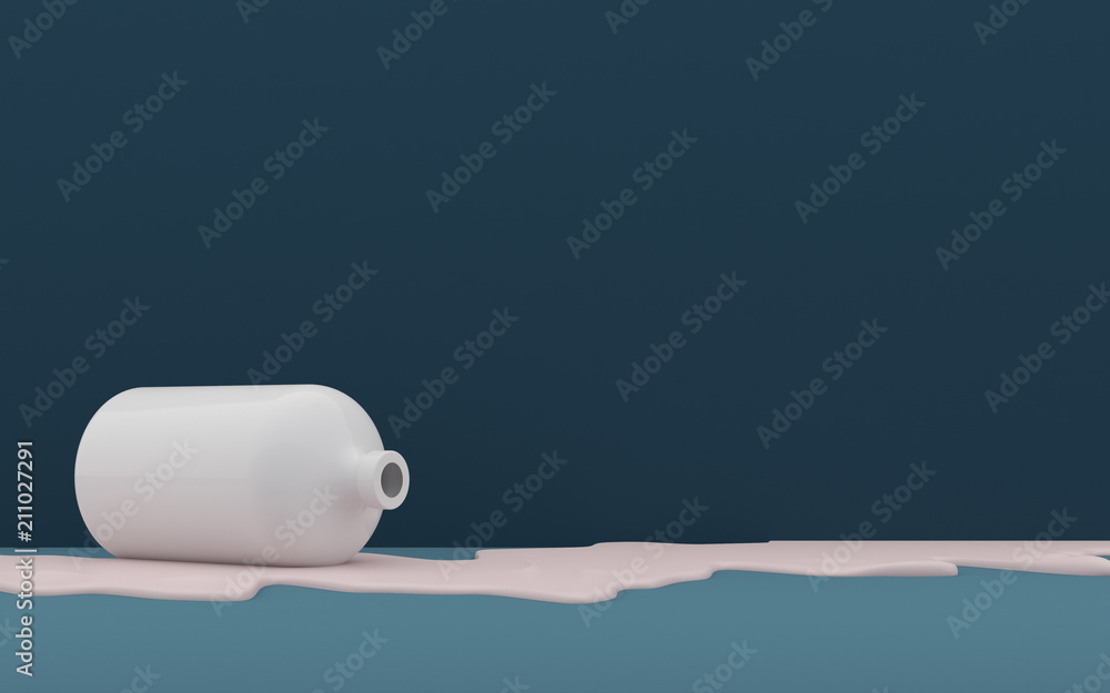 Poster Mock-up of colored milk bottle with melt liquid on minimal background, 3D rendering