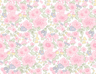 Cute Floral pattern in the small flower. "Ditsy print". Cute Floral pattern in the small flower. Motifs scattered random. Seamless vector texture. Elegant template for fashion prints.