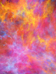 Obraz na płótnie Canvas Abstract painted texture. Chaotic yellow, pink, red and orange strokes. Fractal background. Fantasy digital art. 3D rendering.