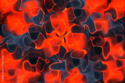 Abstract Orange And Grey Wavy Background Psychedelic