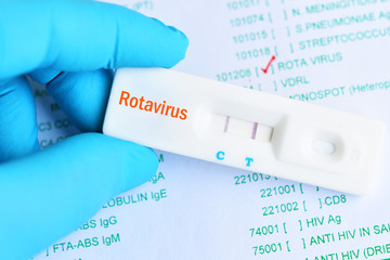 Rotavirus positive test result by using rapid test cassette, diagnosis for acute diarrhea in...