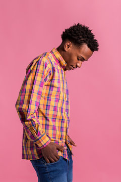 Hipster black man in colorful shirt