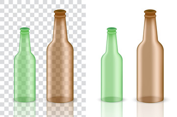 Mock up Realistic Glass Transparent  Alcohol Packaging Product For Beer and food Bottle isolated Background.