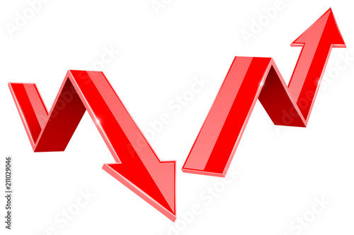"Red indication arrows. Up and Down 3d signs, statistic financial ...
