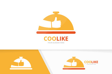 Fototapeta premium Vector dish and like logo combination. Plate and best symbol or icon. Unique kitchen and choice logotype design template.