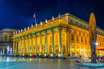 Fotobehang Night view of the national opera in Bordeaux, France © dudlajzov
