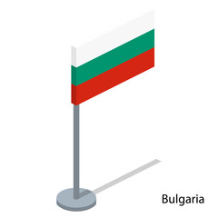 Isometric 3D vector illustration flags of countries collection. Flag of Bulgaria