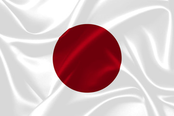 Illustration of Japanese waving fabric flag. 