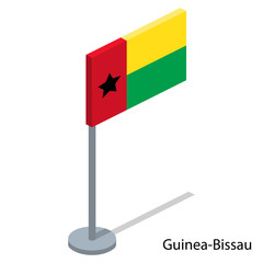 Isometric 3D vector illustration flags of countries collection. Flag of Guinea-Bissau