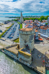 Seaside of La Rochelle dominated by Tour de la Lanterne and tour de la chaine, France