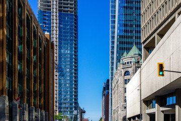 Fototapeta premium Montreal buildings view from street