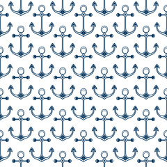 Ship's anchor. Background in the marine style. Seamless pattern.
