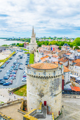 Seaside of La Rochelle dominated by Tour de la Lanterne and tour de la chaine, France