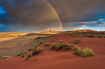 Rainbow Across Namib Desert