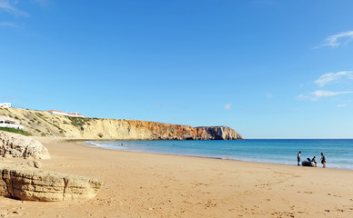 Beach of Mareta in Sagres. Bathed by the Atlantic Ocean is one of the most visited by European...
