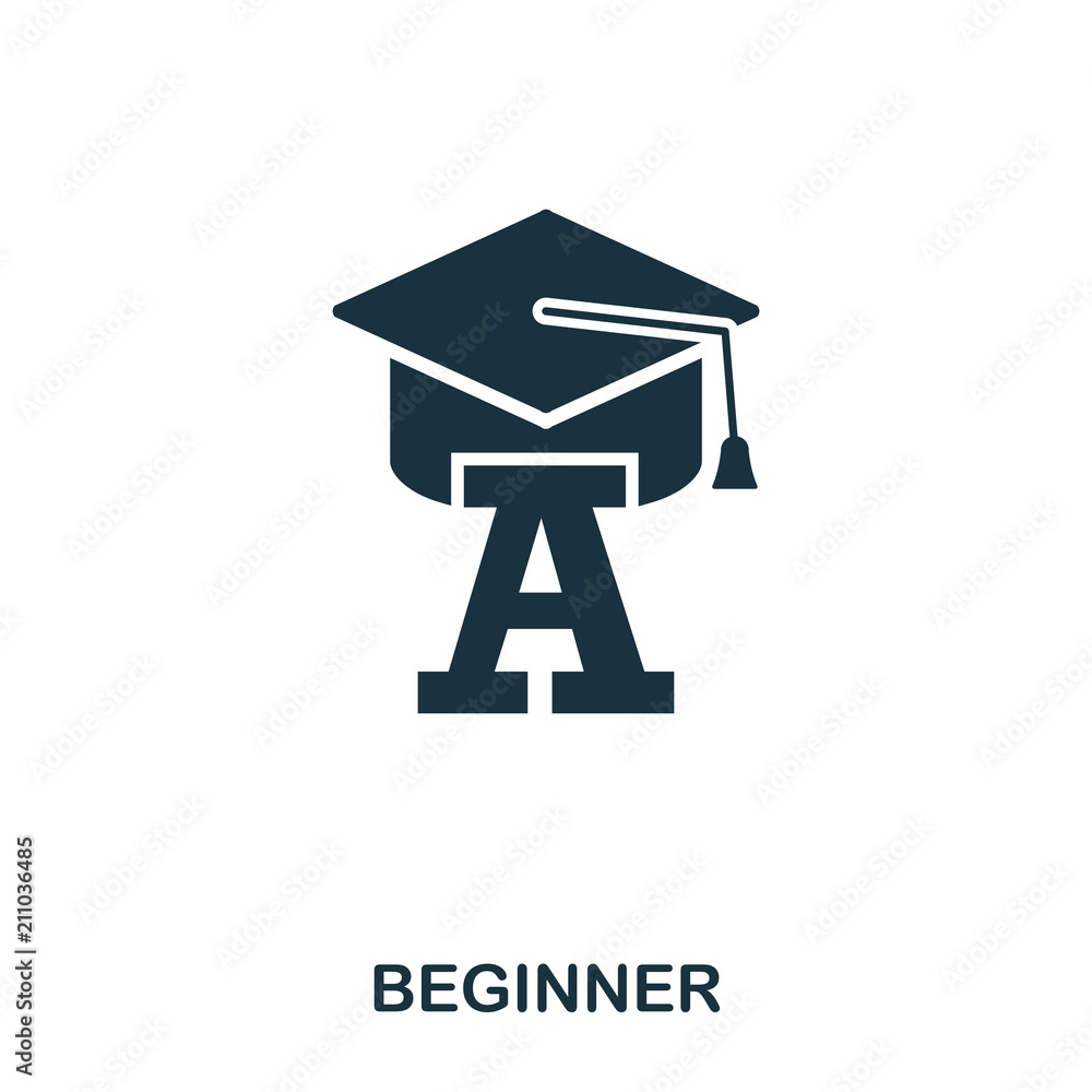 Poster beginner icon. line style icon design. ui. illustration of beginner icon. pictogram isolated on whit