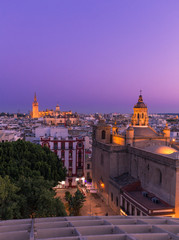 Fototapeta na wymiar Seville, Spain. City skyline at dusk