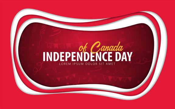 Canada. Independence day greeting card. Paper cut style.