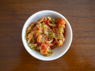 Kimchi, the most famous Korean traditional food. It's a basic Korean side dish made of vegetables with a variety of seasonings.
