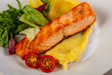 Grilled salmon steak