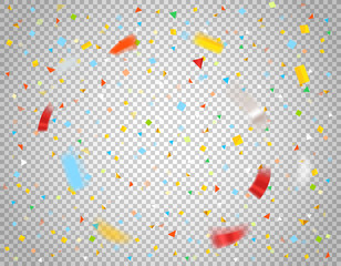 Color confetti on transparent background. Vector illustration
