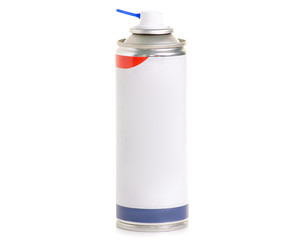 Cylinder aerosol white on white background isolation