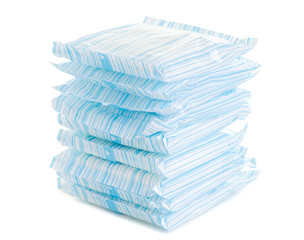 Female hygiene napkins menstruation on white background isolation