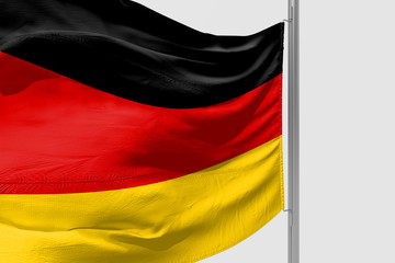 Naklejka premium Isolated Germany Flag waving, 3D Realistic Germany Flag Rendered