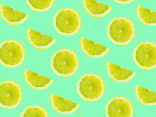 Abstract colorful background with slices of citrus, oranges