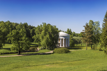 Palace and Park ensemble of the Pavlovsk Palace, Park with the temple of Friendship. Pavlovsk, St. Petersburg, Russia