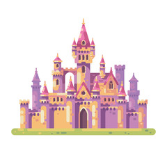 Obraz na płótnie Canvas Fairy tale princess castle. Medieval palace flat illustration.