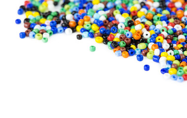 Multi-colored beads on white