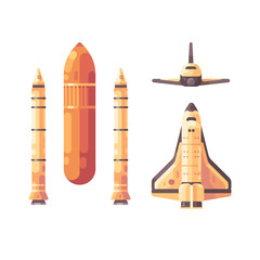 Space shuttle elements flat illustration