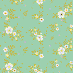 Fashionable pattern in small flowers. Floral seamless background for textiles, fabrics, covers, wallpapers, print, gift wrapping and scrapbooking. Raster copy.